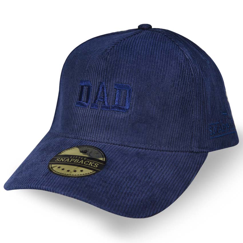 Matching Personalised DAD Snapback Hat - Navy Cord, Navy thread.