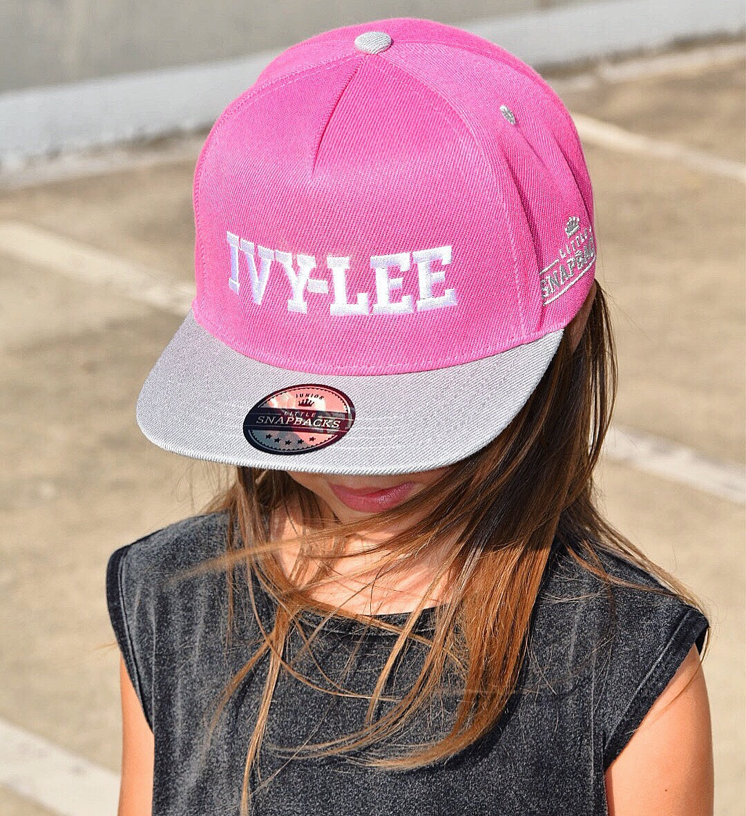 Hot Pink & Grey Snapback - Personalised Kids Hat