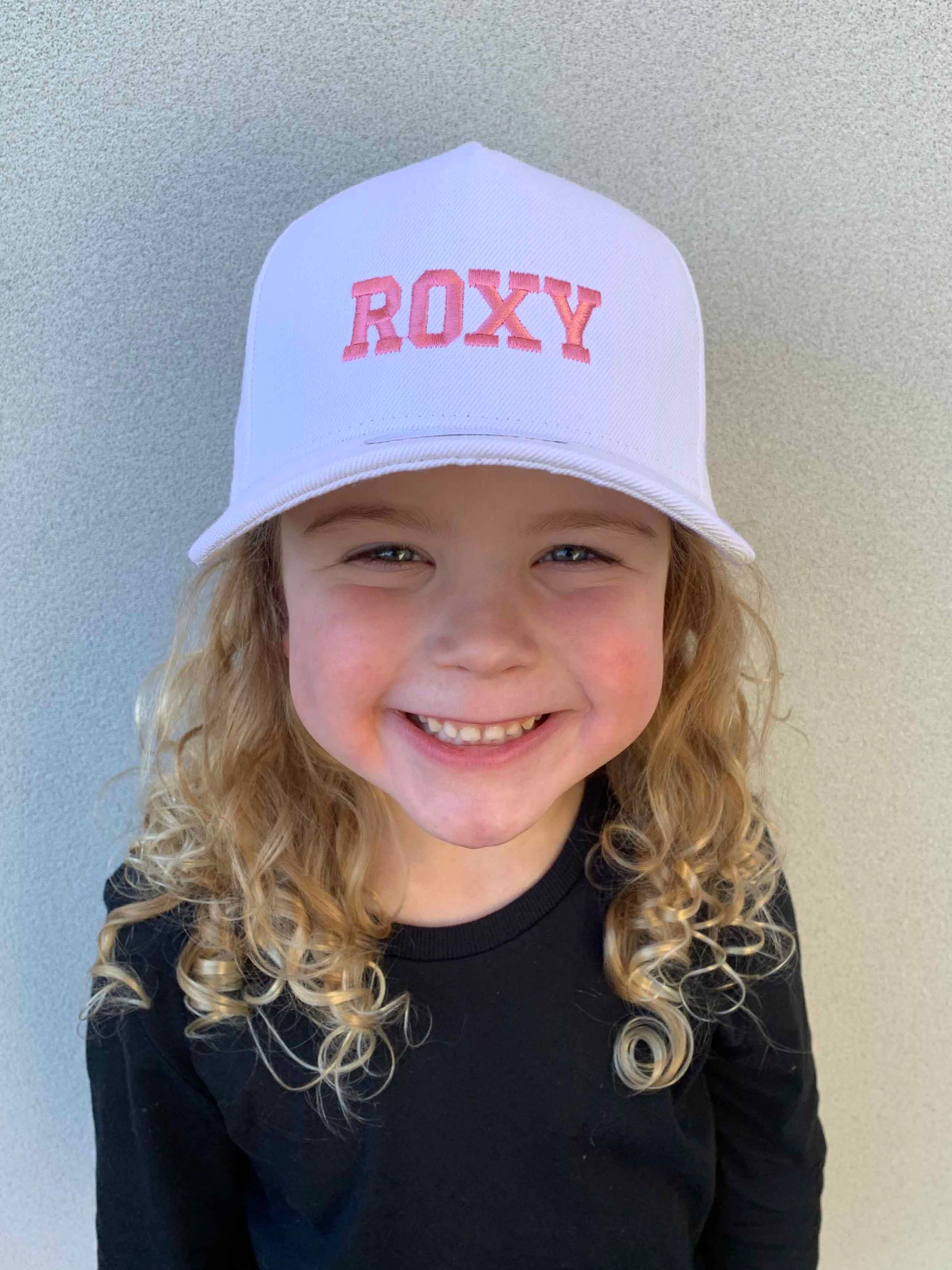 Personalised Kids Hats - White Curve Brim Snapback