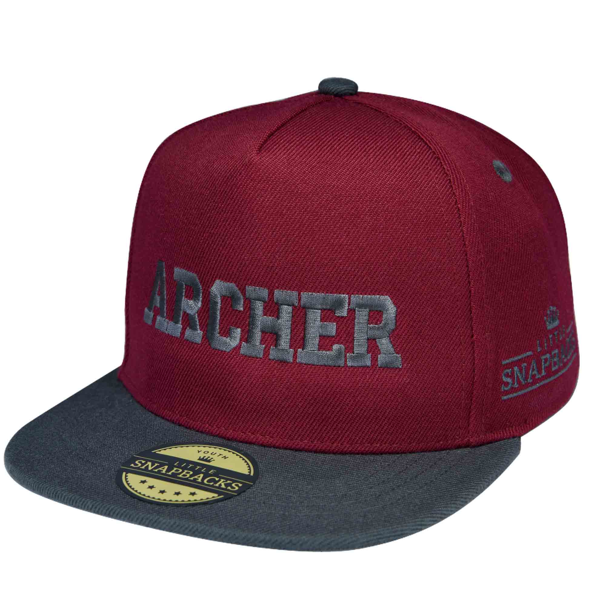 Burgundy Snapback, Charcoal Thread
