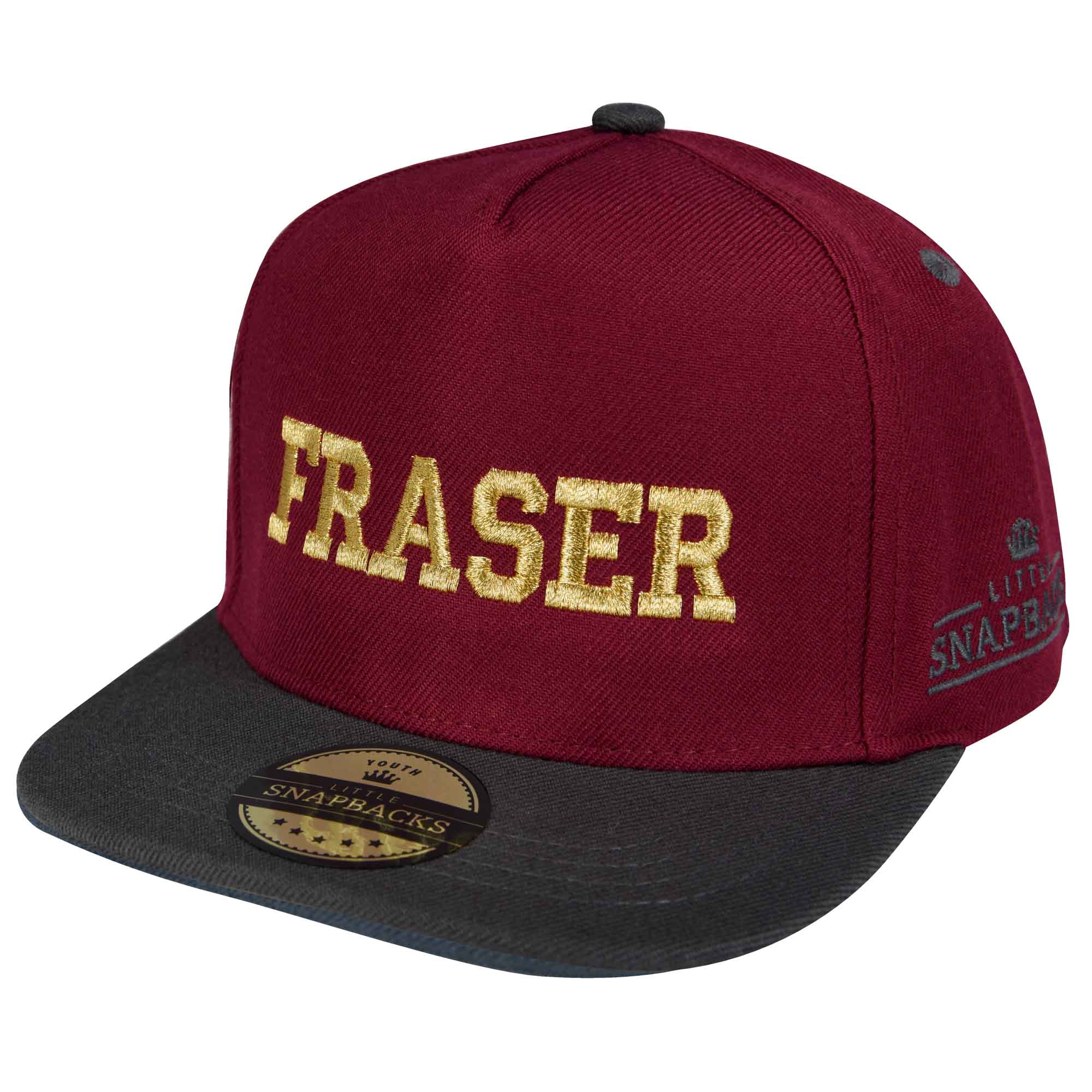 Burgundy Snapback, Metallic Gold Thread