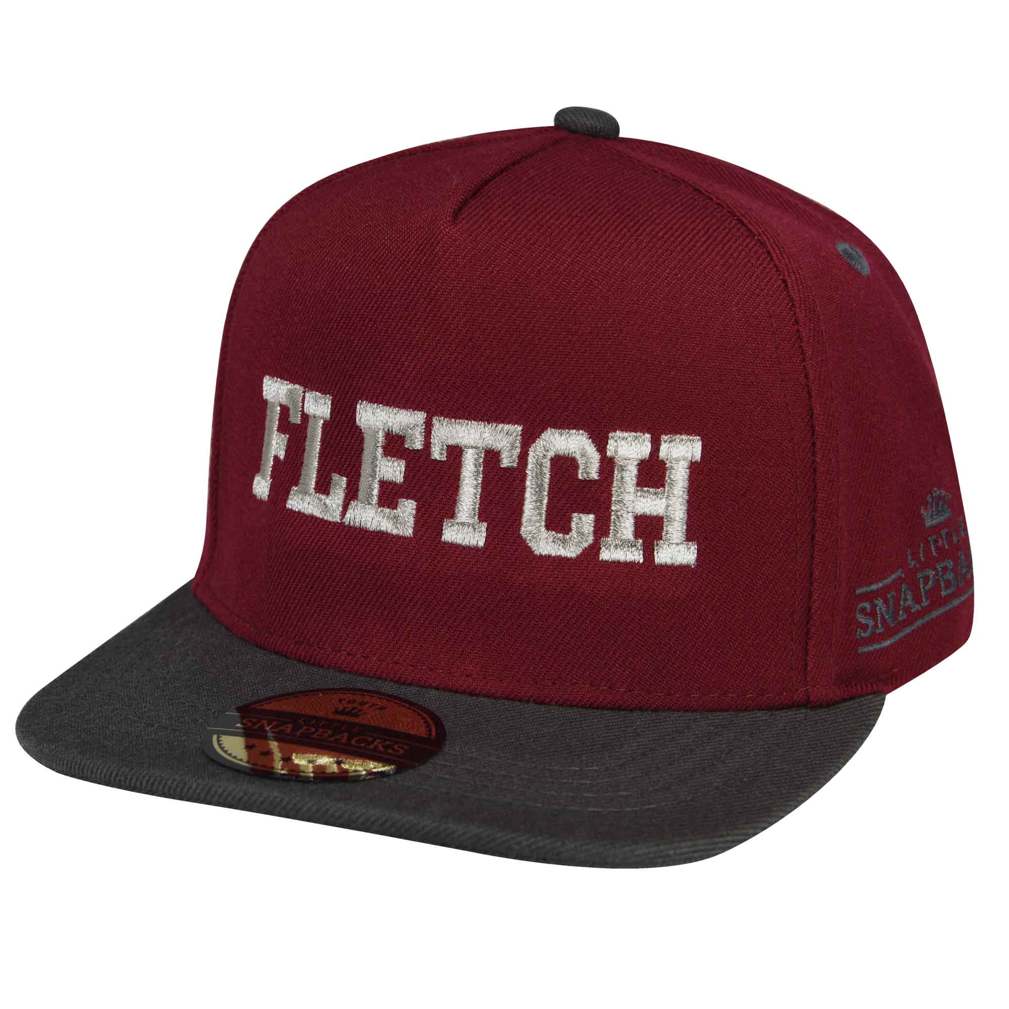 Burgundy Snapback, Metallic Silver Thread