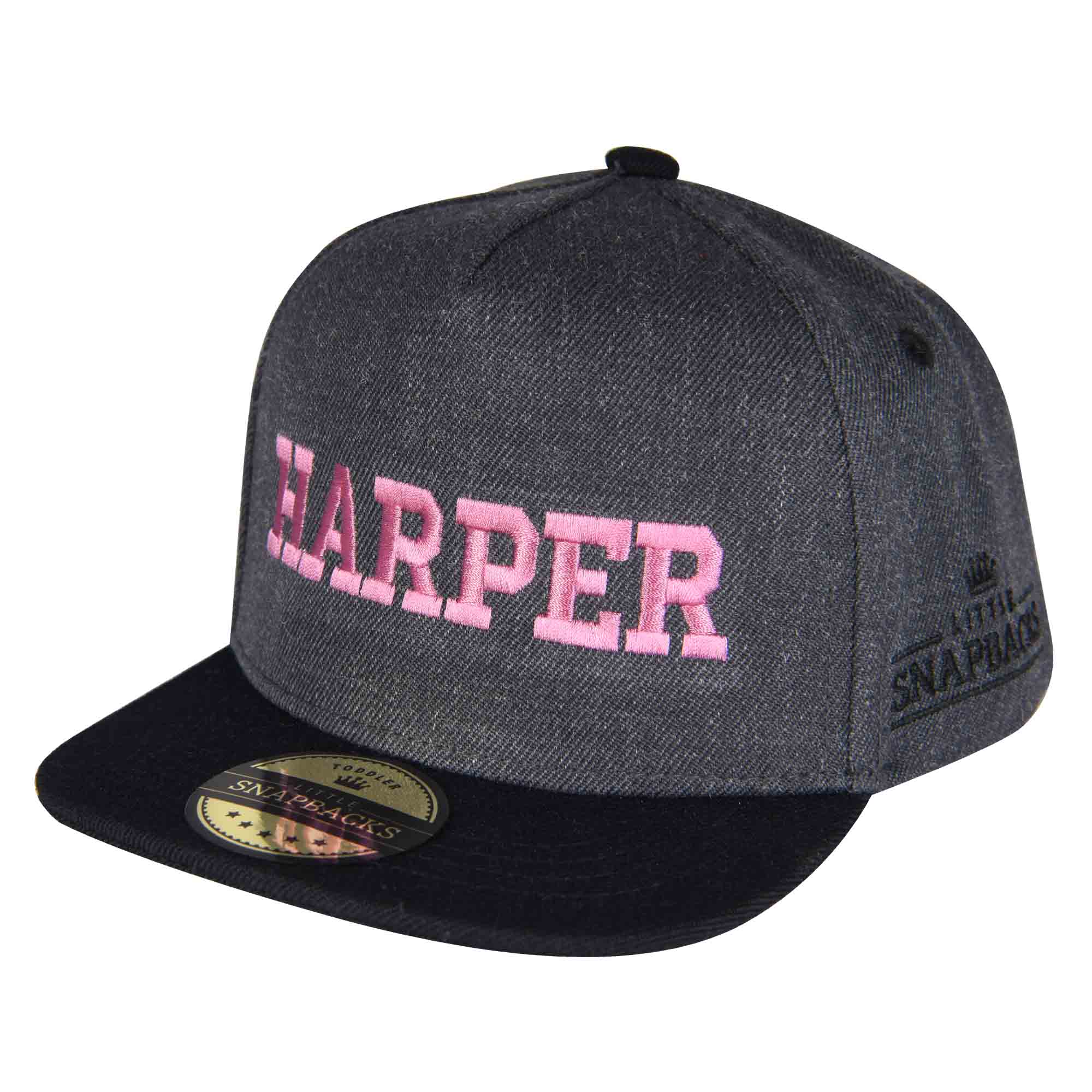 Charcoal Snapback, Light Pink Thread