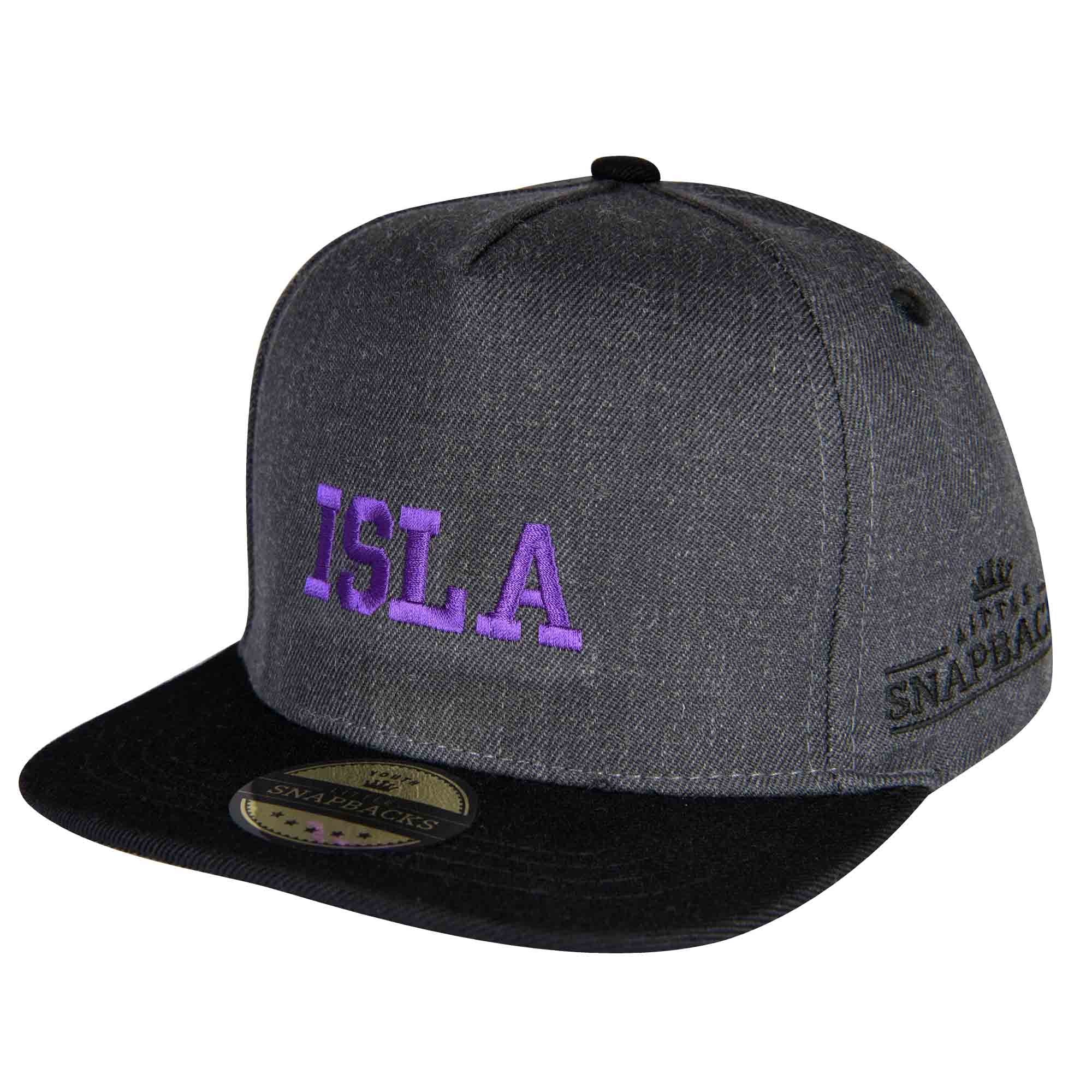 Charcoal Snapback, Bright Purple Thread