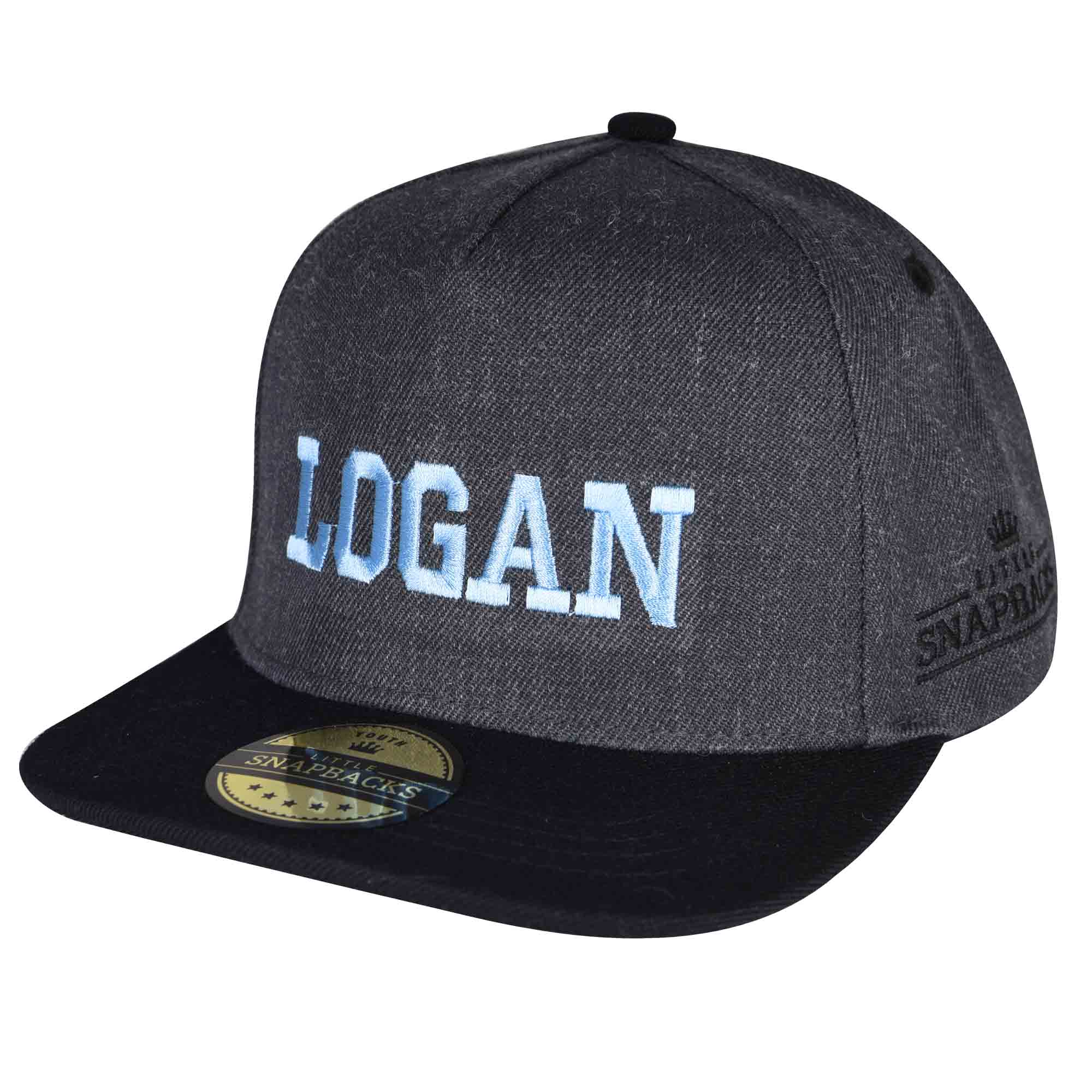 Charcoal Snapback, Sky Blue Thread