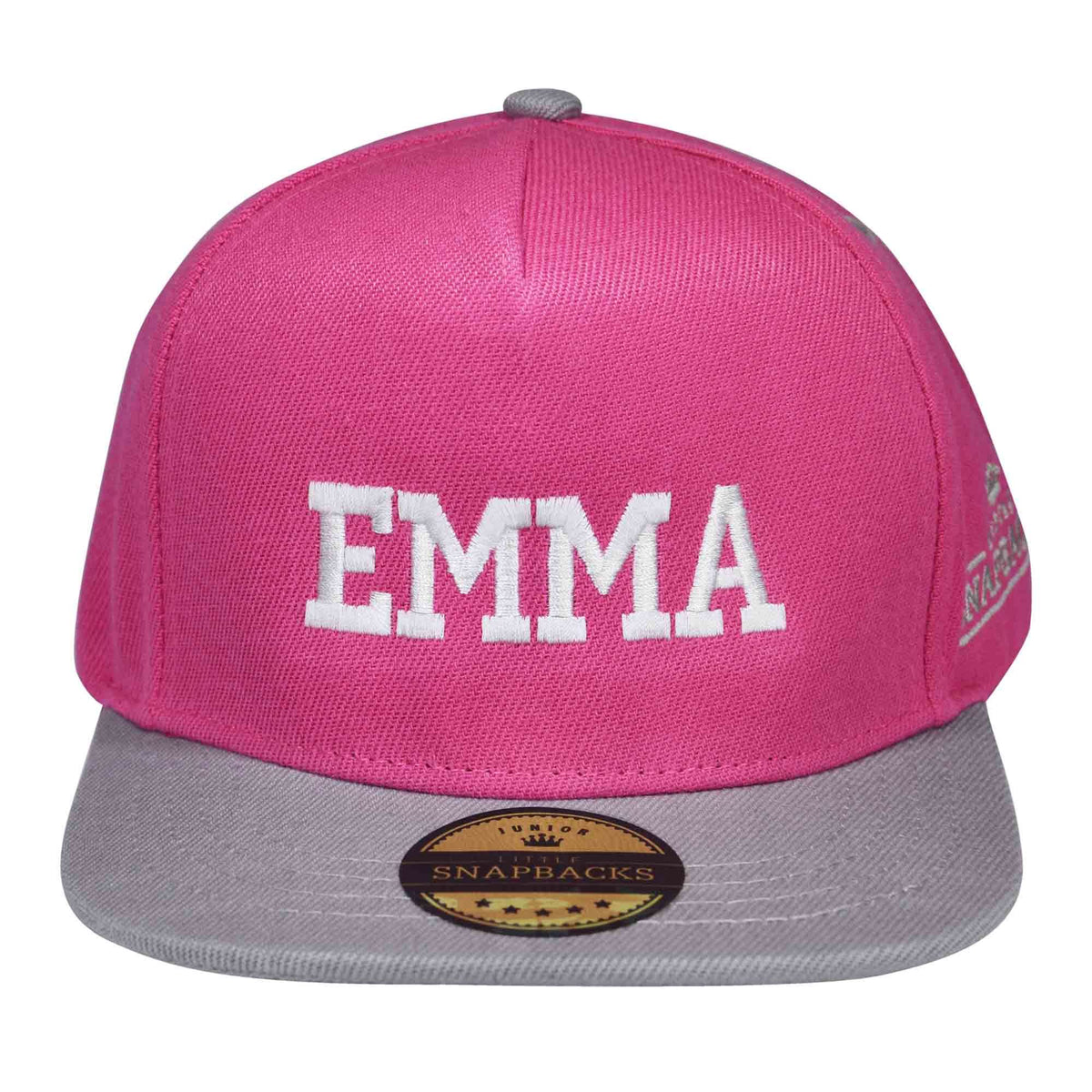 Personalised Kids Hats - Hot Pink & Grey Snapback