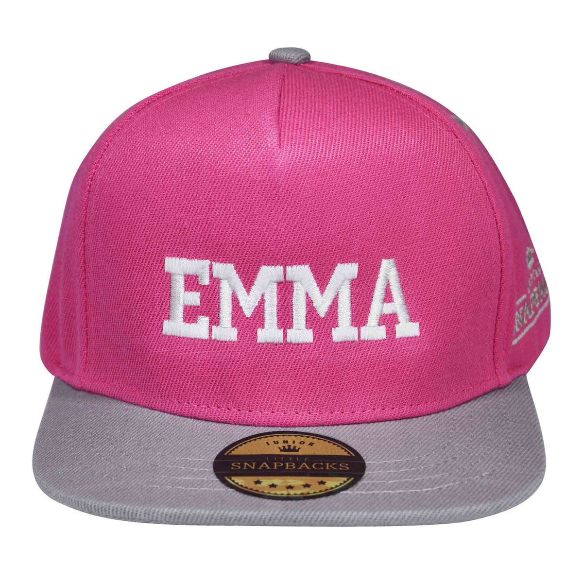 Personalised Kids Hats - Hot Pink & Grey Snapback