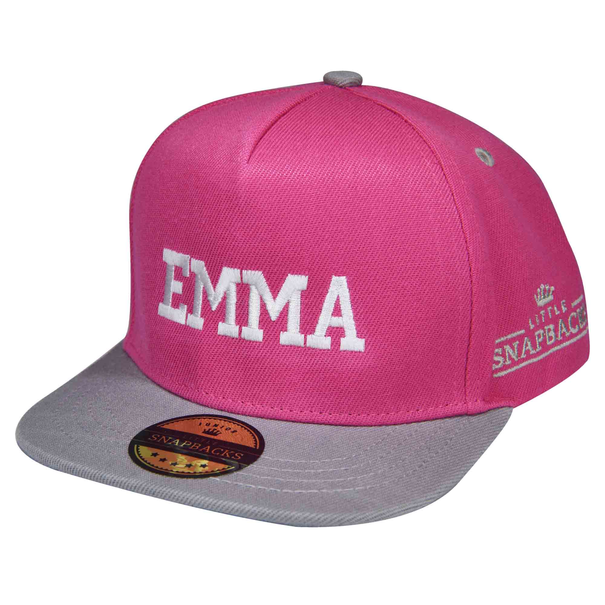 Personalised Kids Hats - Hot Pink & Grey Snapback