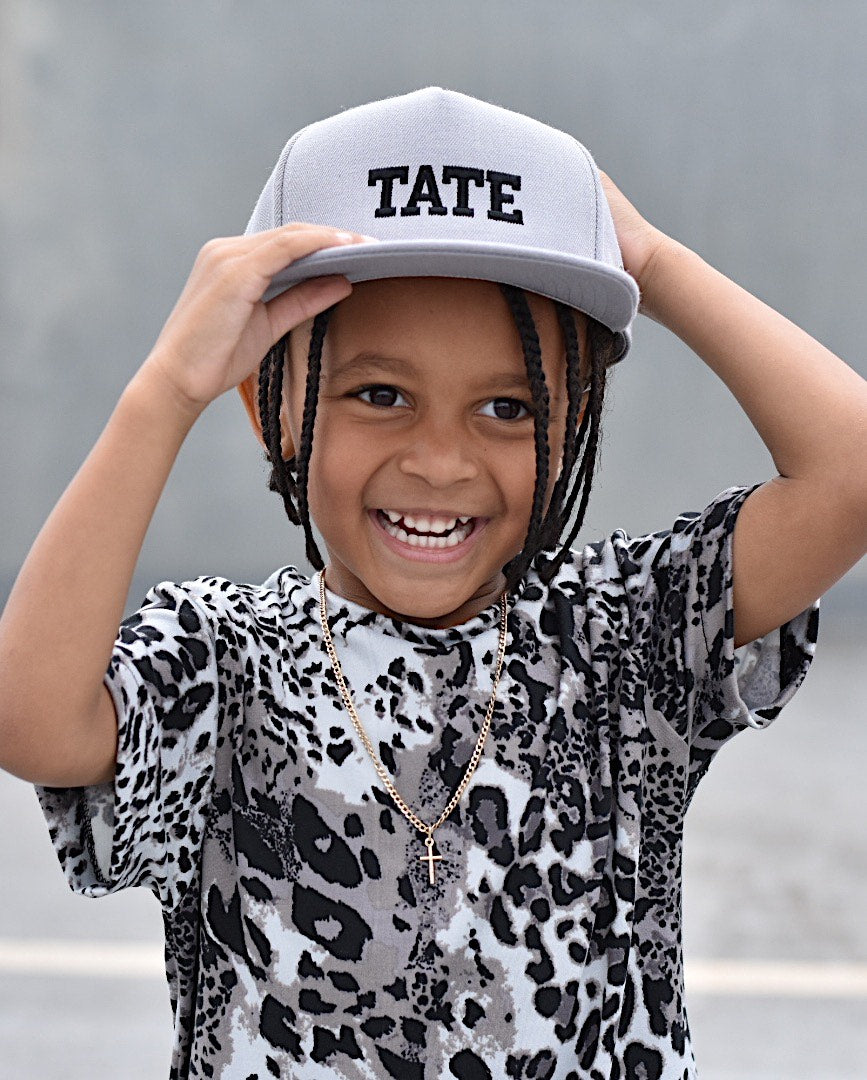 Grey Snapback - Black Thread