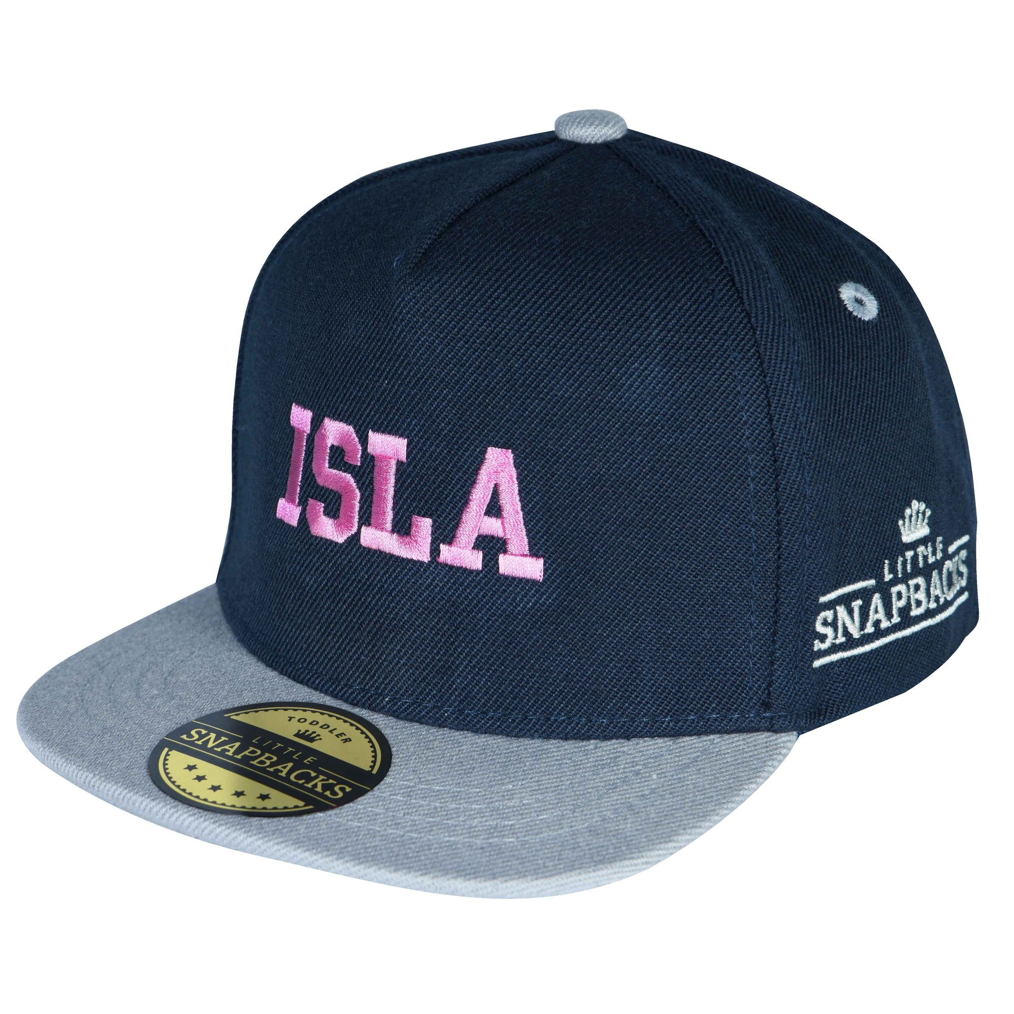 Navy Hat, Light Pink Thread