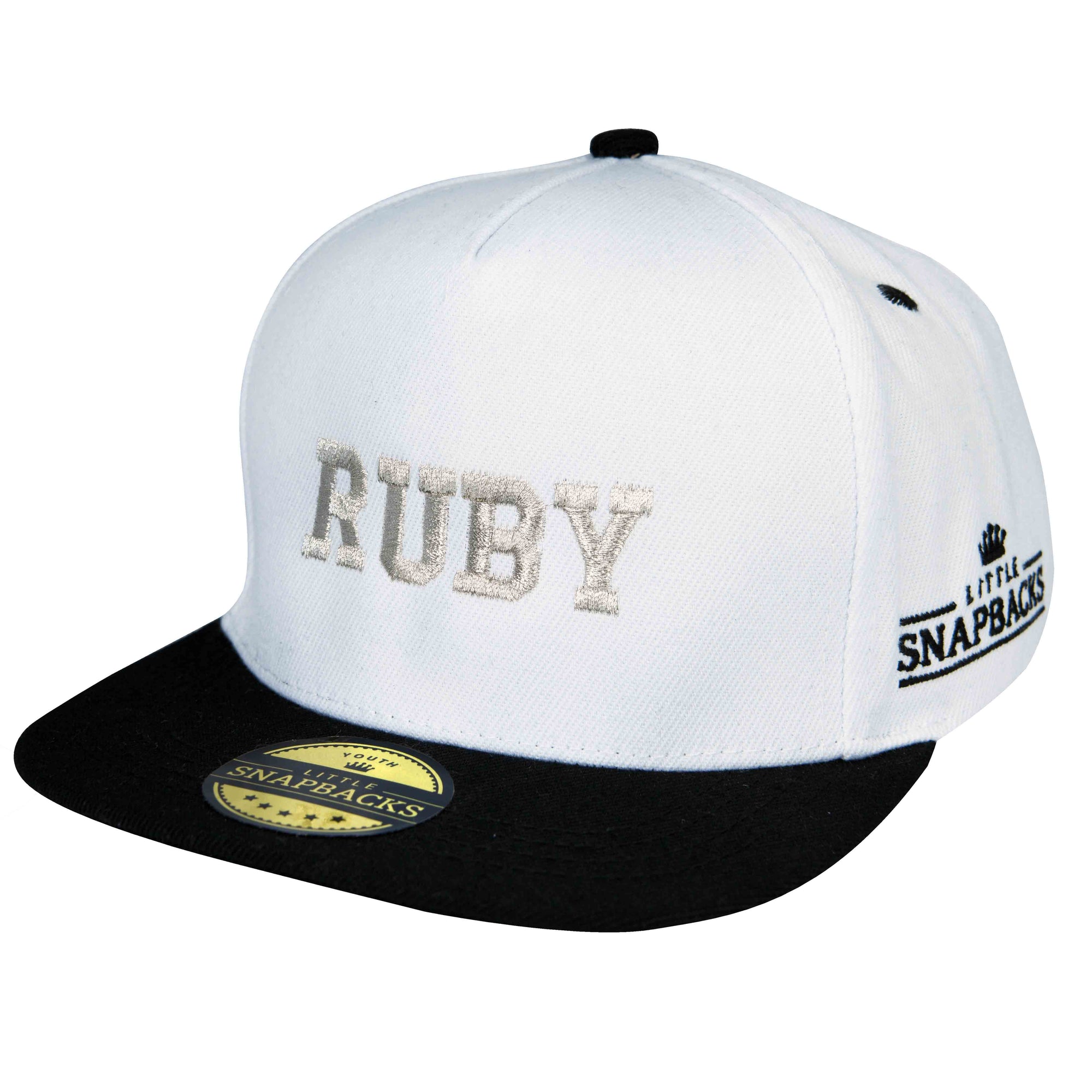 White Snapback, Metallic Silver Thread