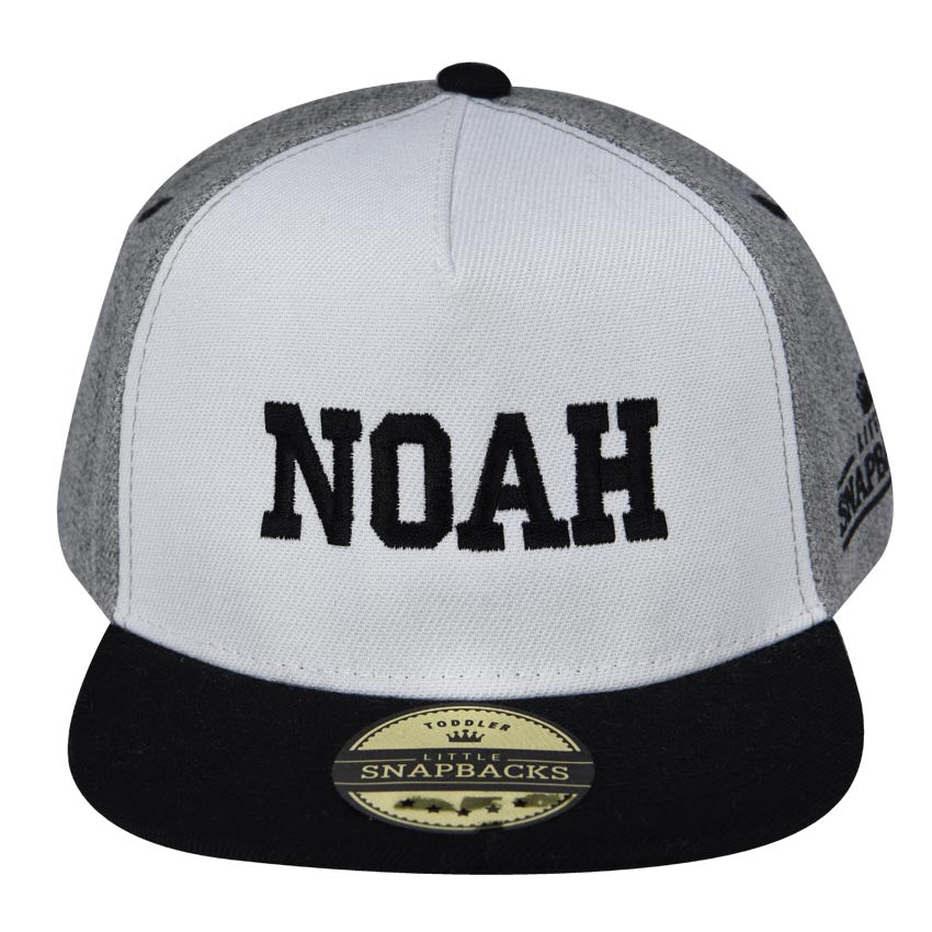 Personalised Hats - Grey White Black Snapback