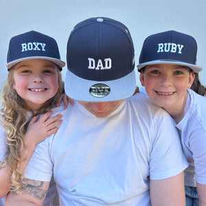 Matching Fathers Day Hats - Navy Snapbacks Adults and kids